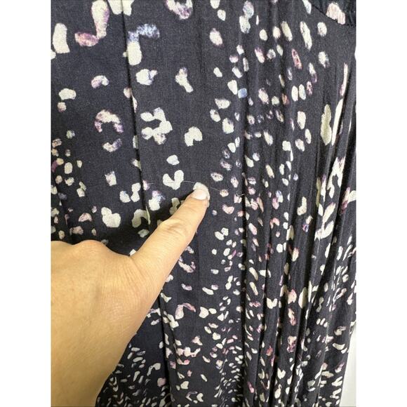 Free People First Kiss Maxi Dress S Navy Blue Cheetah Print Y2K Witchy - Picture 6 of 9
